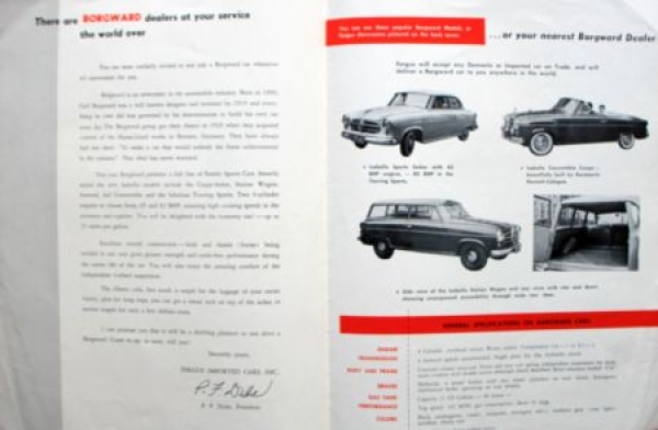 Borgward Isabella Sedan Convertible Modelprogram 1958 "A personal Invitation" Carbrochure (6929)